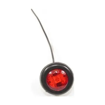3/4" ROUND MARKER LIGHT FLAT 1 LED RED W/ GROMMET & CABLE