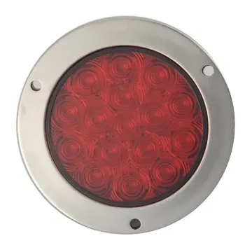 4â€ Round Red, 16 SQ LED, 12 Volts, w / Mounting Bracket & Stainless steel ring